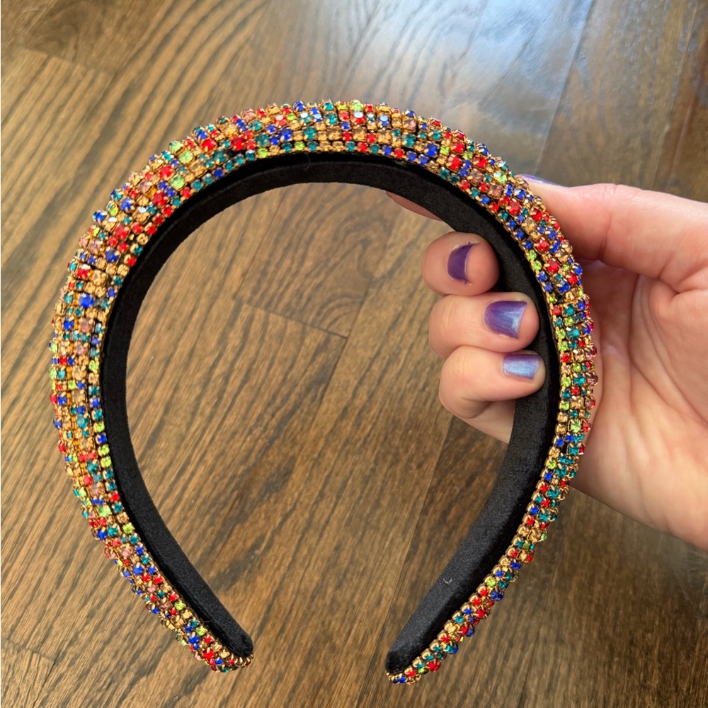 Multicolor Jeweled Padded Headband - Picture 2 of 4